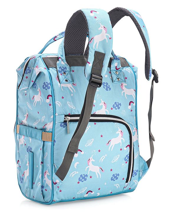 Babyhug Diaper Backpack Unicorn Print - Blue