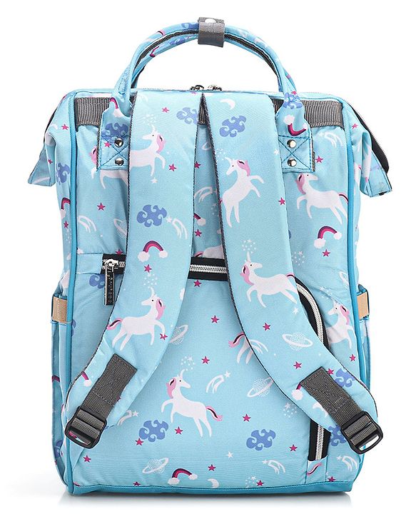 Babyhug Diaper Backpack Unicorn Print - Blue