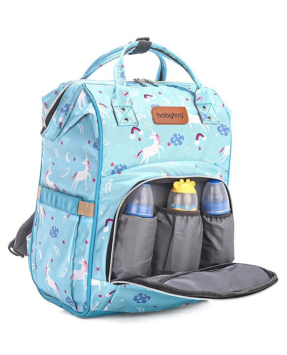 Babyhug Diaper Backpack Unicorn Print - Blue