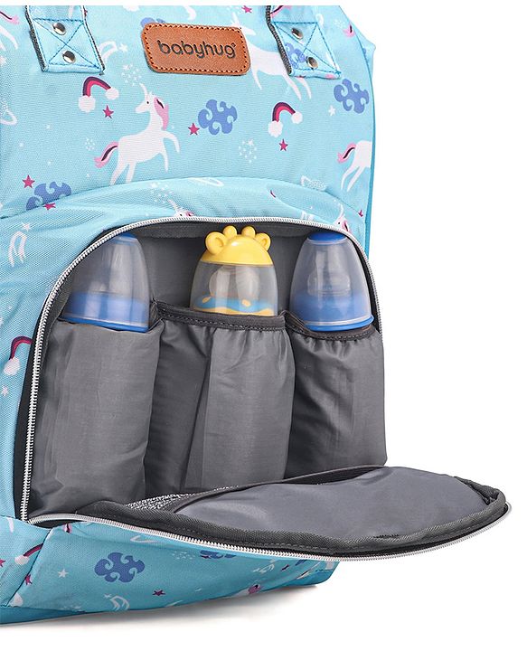 Babyhug Diaper Backpack Unicorn Print - Blue