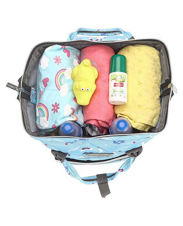 Babyhug Diaper Backpack Unicorn Print - Blue