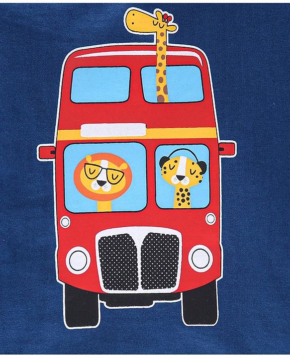 Babyhug Full Sleeves Tee Bus Print Pack of 2 - Red Blue