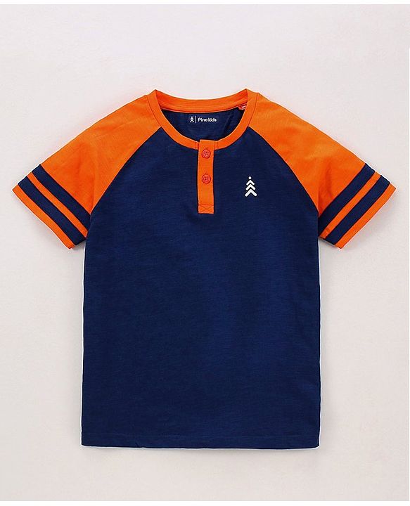 Pine Kids Half Sleeves Bio Washed Tee Striped Print - Yellow Blue