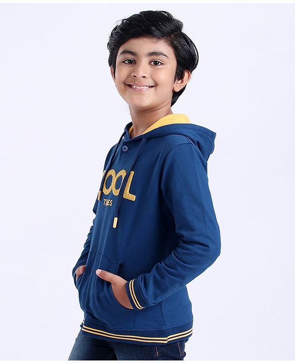 Pine Kids Full Sleeve Biowash Sweatshirts Cool Times Print - Blue