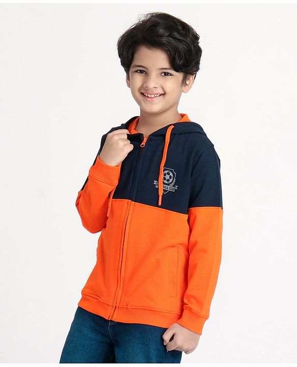 Pine Kids Full Sleeves Sweat Jacket - Orange