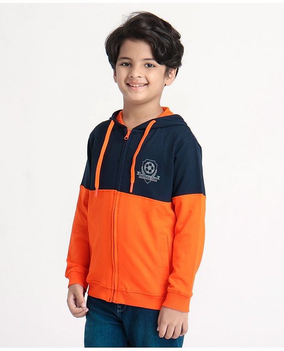 Pine Kids Full Sleeves Sweat Jacket - Orange