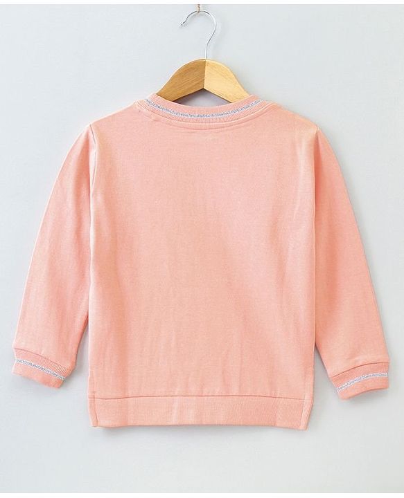 Pine Kids Biowash Full Sleeves Sweatshirt Floral Embroidery - Pink