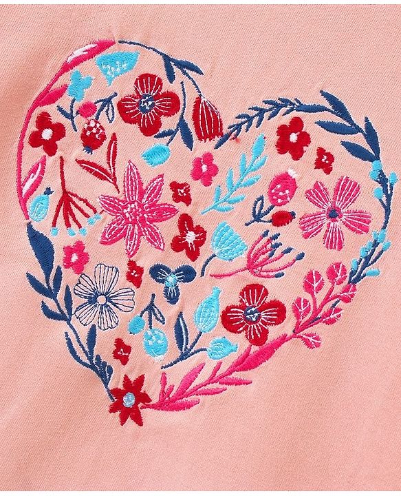 Pine Kids Biowash Full Sleeves Sweatshirt Floral Embroidery - Pink