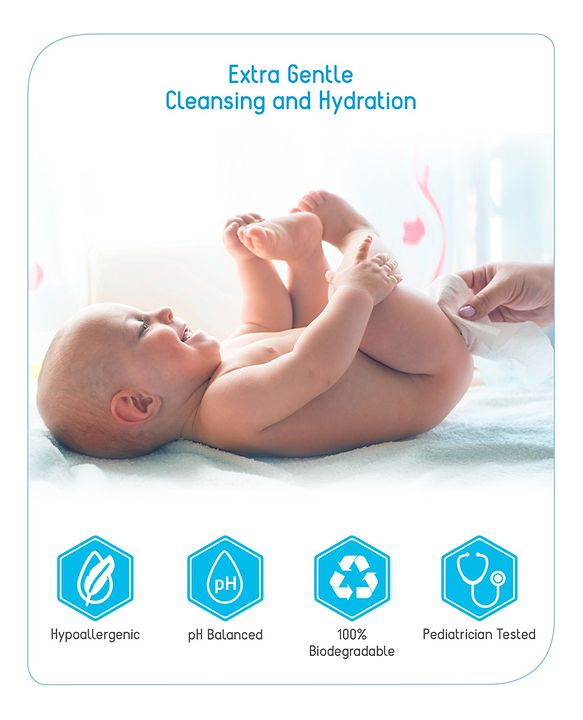 Babyhug Advanced 99% Pure Water Unscented Baby Wipes - 72 Pieces