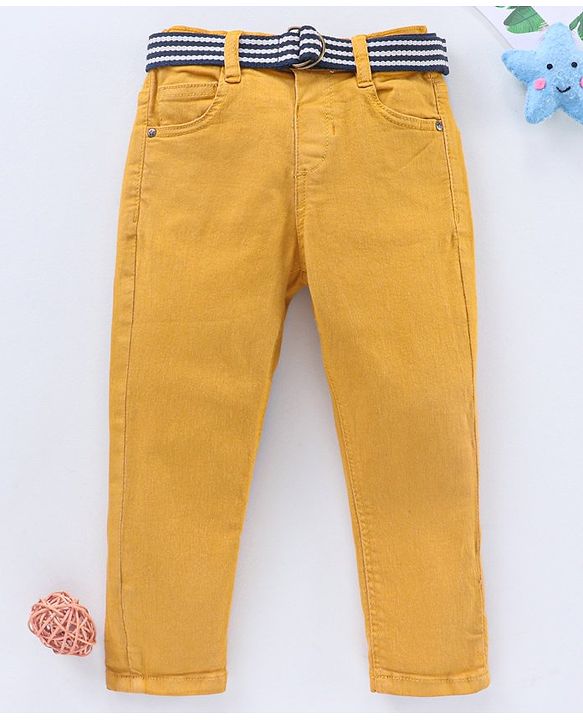 Babyhug Full Length Jeans Solid Color - Yellow