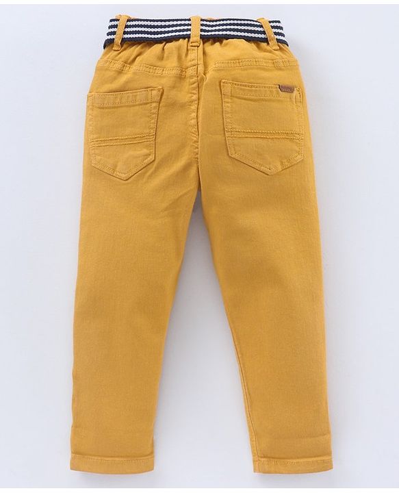 Babyhug Full Length Jeans Solid Color - Yellow