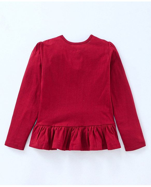 Pine Kids Full Sleeves T-Shirt Text Graphic - Maroon