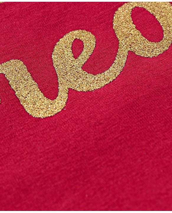 Pine Kids Full Sleeves T-Shirt Text Graphic - Maroon