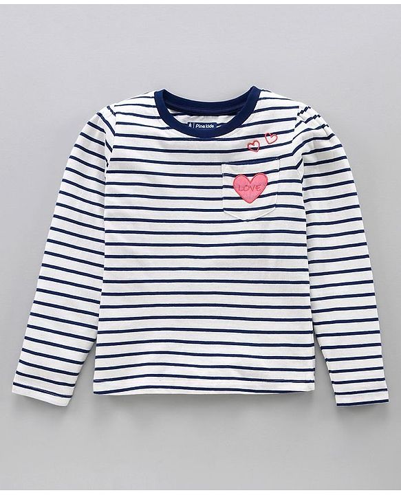 Pine Kids Full Sleeves T-Shirt Striped - Blue & White