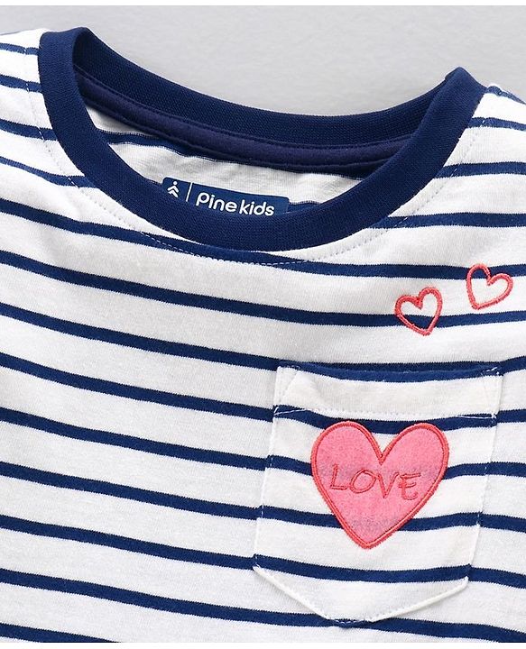 Pine Kids Full Sleeves T-Shirt Striped - Blue & White