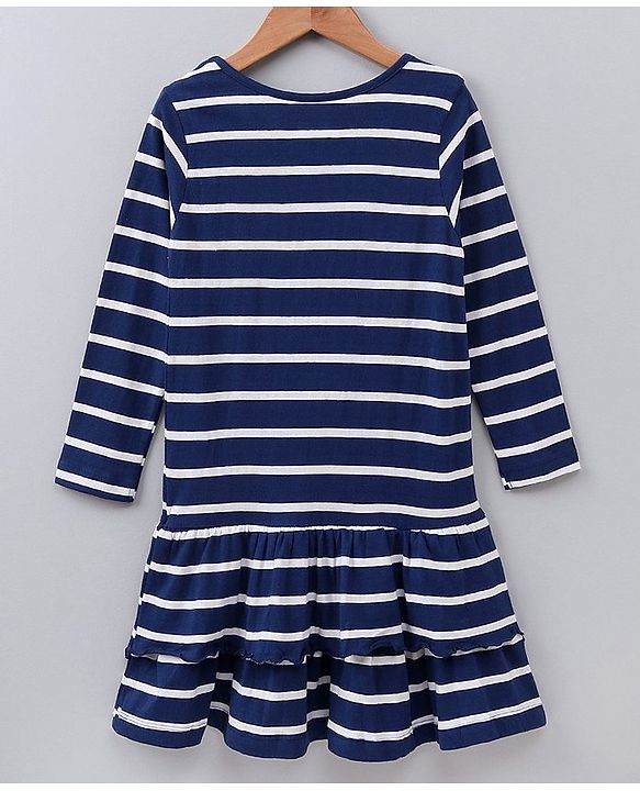 Pine Kids Full Sleeves Bio Washed Frock Heart Badge - Blue