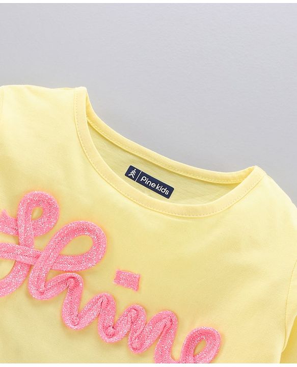 Pine Kids Full Sleeves Biowash Tee and Leggings Set - Yellow
