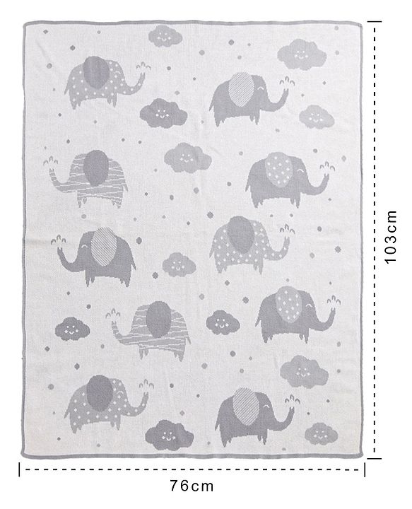 Babyhug Knitted Gift Set Elephant Print Pack Of 5 - Grey