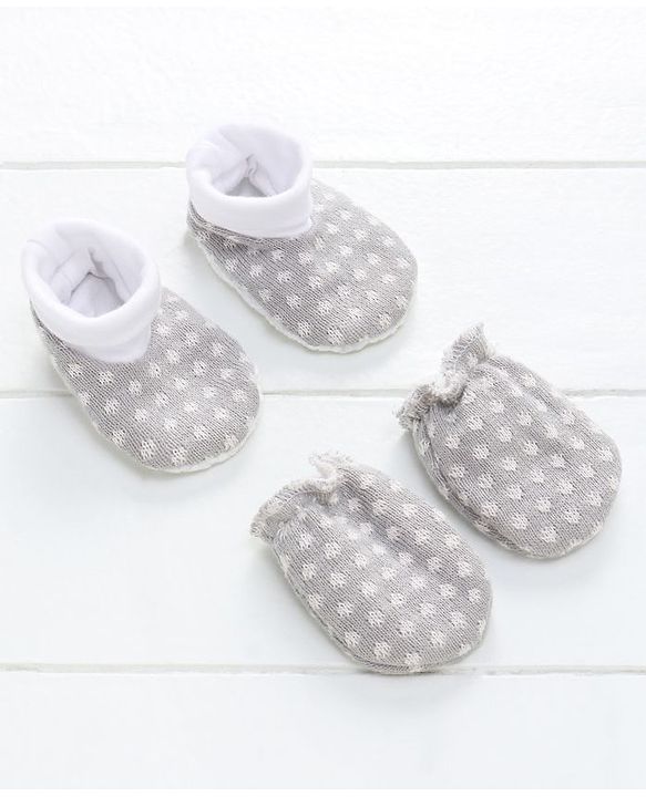 Babyhug Knitted Gift Set Elephant Print Pack Of 5 - Grey