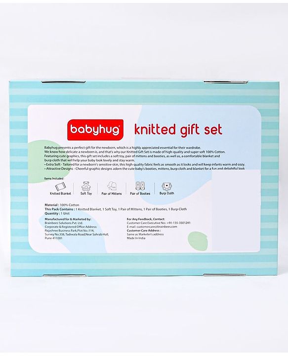 Babyhug Knitted Gift Set Elephant Print Pack Of 5 - Grey