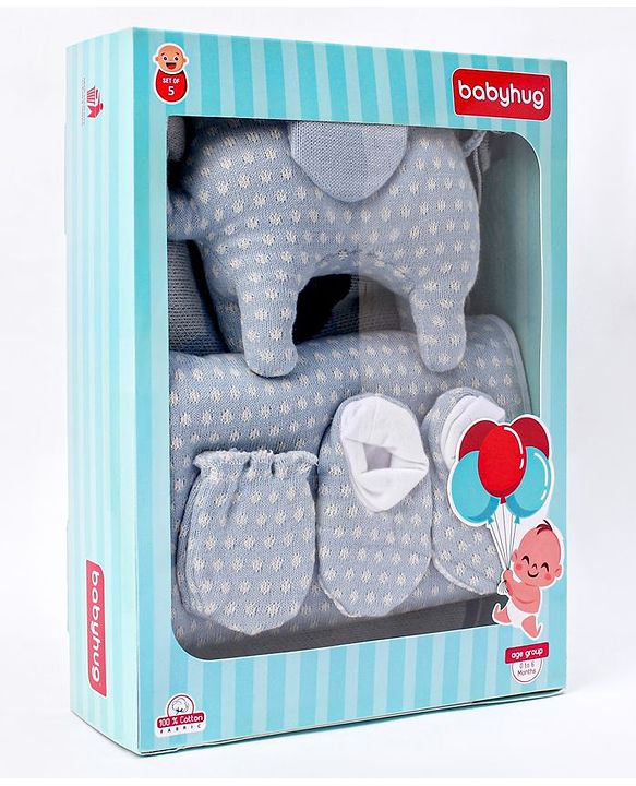 Babyhug Knitted Gift Set Giraffe Print Pack Of 5 - Orange
