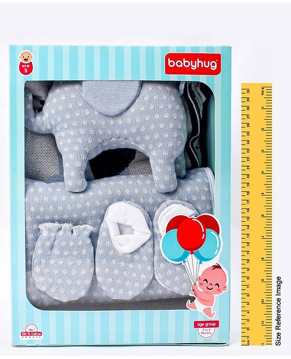 Babyhug Knitted Gift Set Giraffe Print Pack Of 5 - Orange