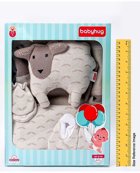 Babyhug Knitted Gift Set Giraffe Print Pack Of 5 - Orange