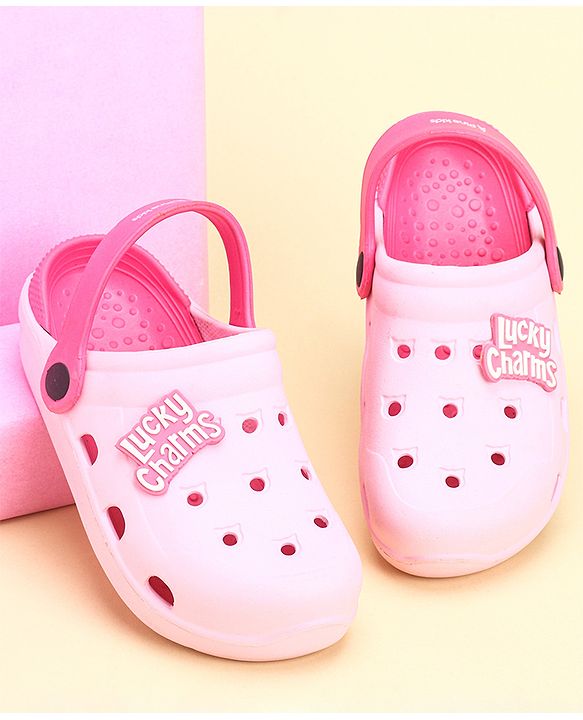 Pine Kids Clogs Text Patch - Light Pink Fuchsia