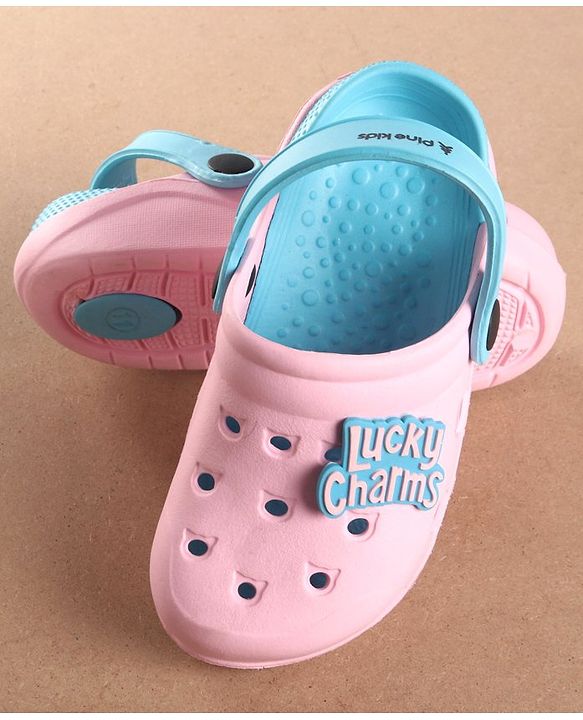 Pine Kids Clogs Text Patch - Light & Dark Pink