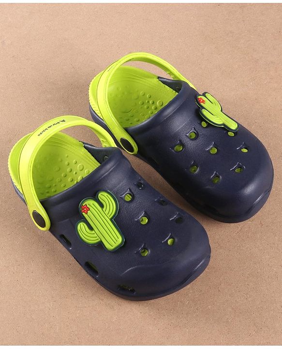 Pine Kids Clogs Cactus Patch - Navy Blue Light Green