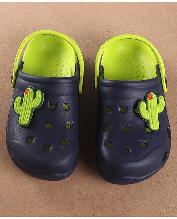 Pine Kids Clogs Cactus Patch - Navy Blue Light Green