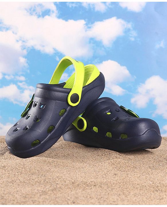 Pine Kids Clogs Cactus Patch - Navy Blue Light Green