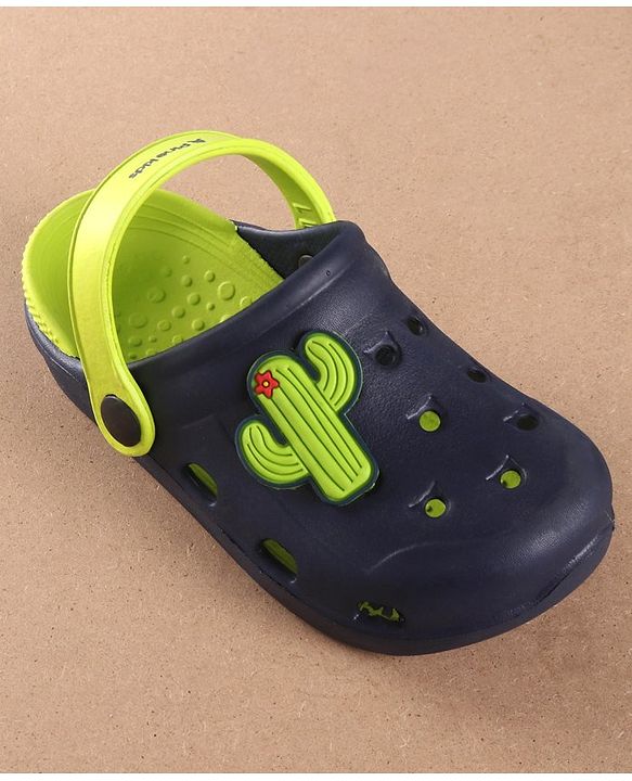Pine Kids Clogs Cactus Patch - Navy Blue Light Green