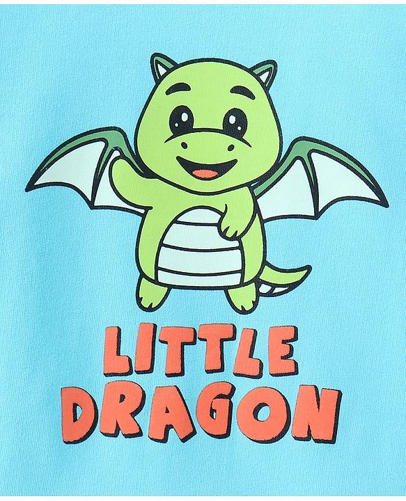 Babyhug Full Sleeves Sweatshirt Little Dragon Print - Blue