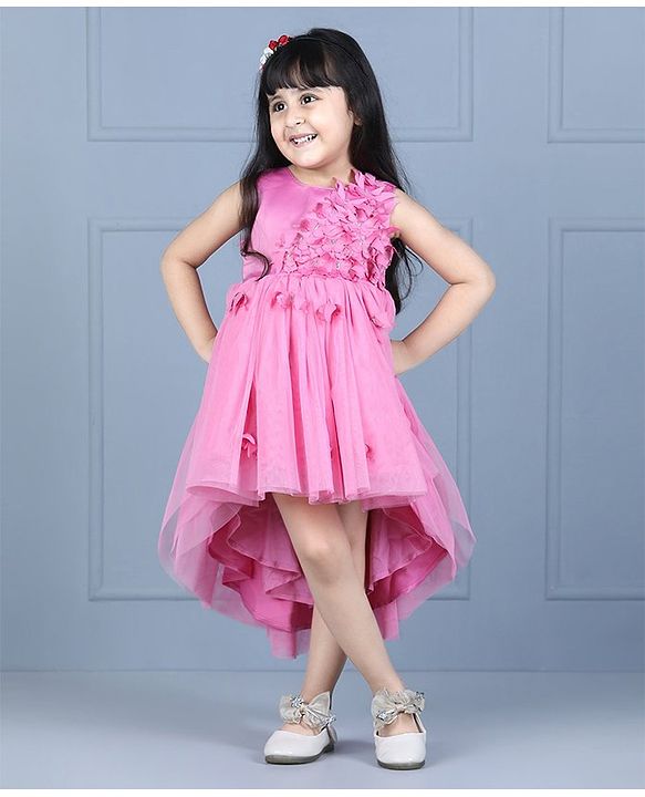 Babyhug Sleeveless Party Wear Floral Embellished - Pink