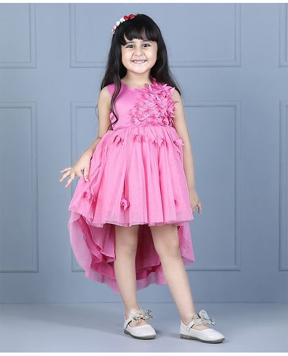Babyhug Sleeveless Party Wear Floral Embellished - Pink