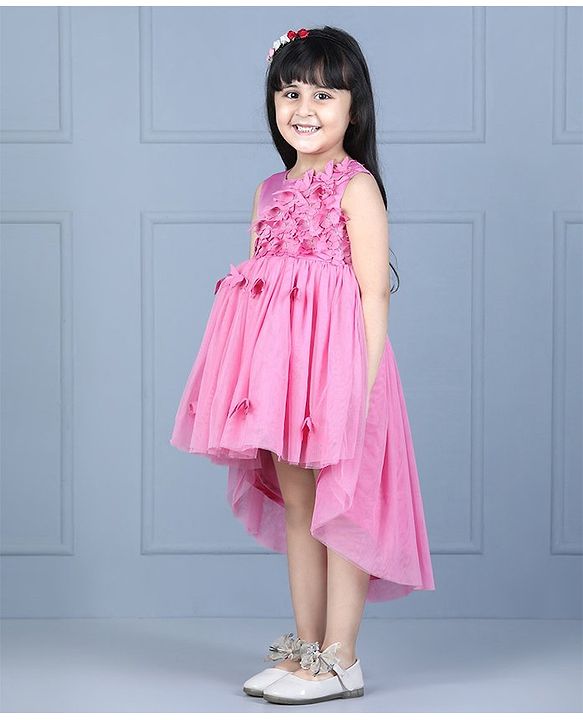 Babyhug Sleeveless Party Wear Floral Embellished - Pink