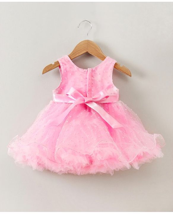 Babyhug Sleeveless Party Wear Frock Floral Corsage - Pink