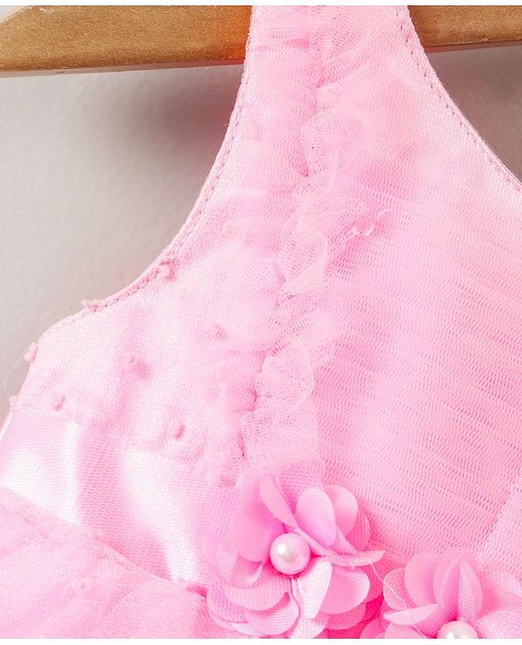 Babyhug Sleeveless Party Wear Frock Floral Corsage - Pink