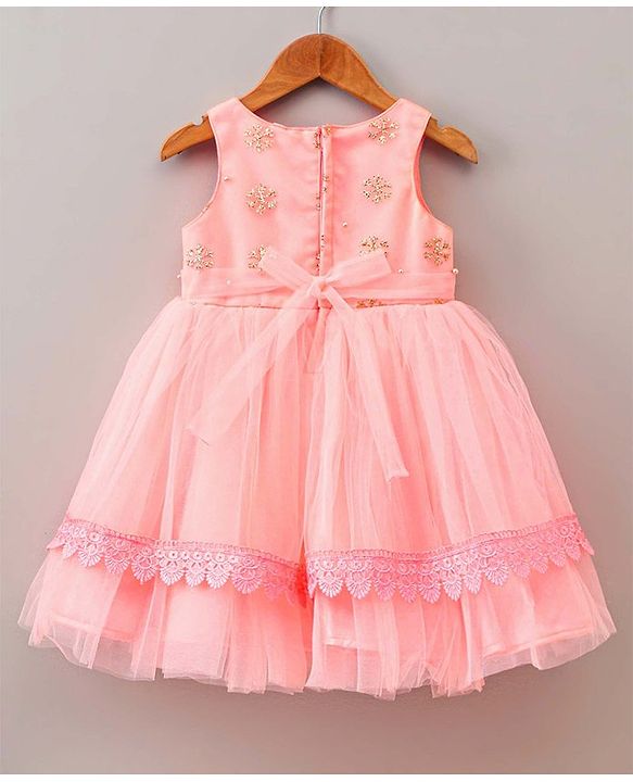 Babyhug Sleeveless Party Frock With Corsage - Peach