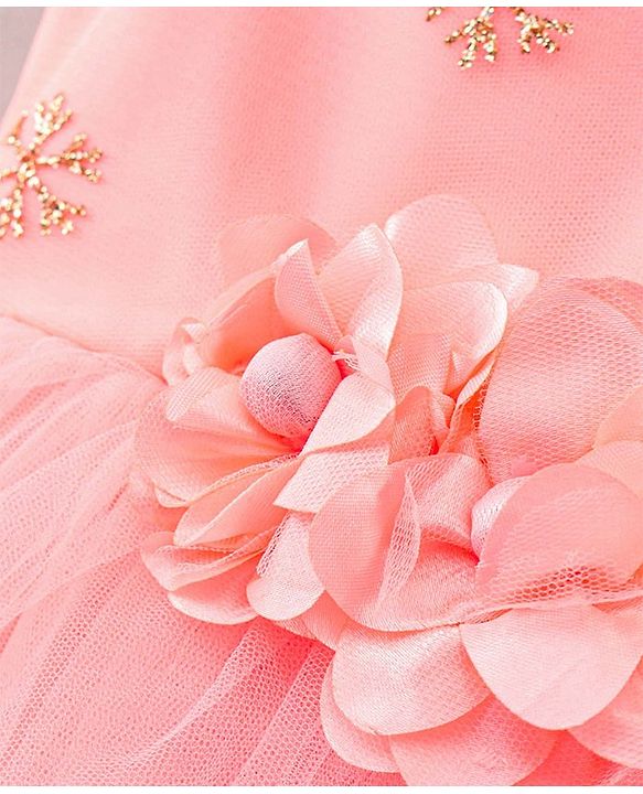 Babyhug Sleeveless Party Frock With Corsage - Peach