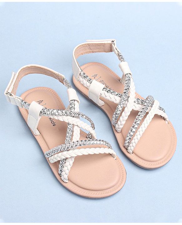 Pine Kids Sandals With Velcro Closure - White