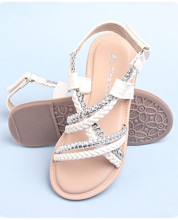 Pine Kids Sandals With Velcro Closure - White