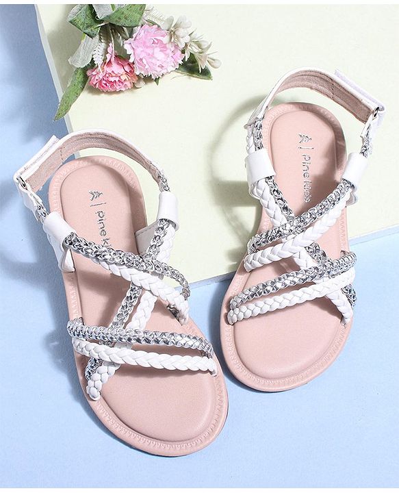 Pine Kids Sandals With Velcro Closure - White