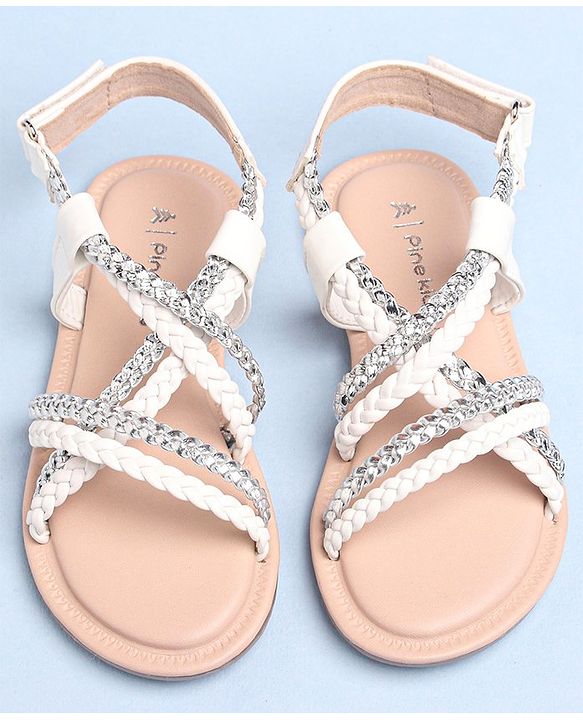 Pine Kids Sandals With Velcro Closure - White