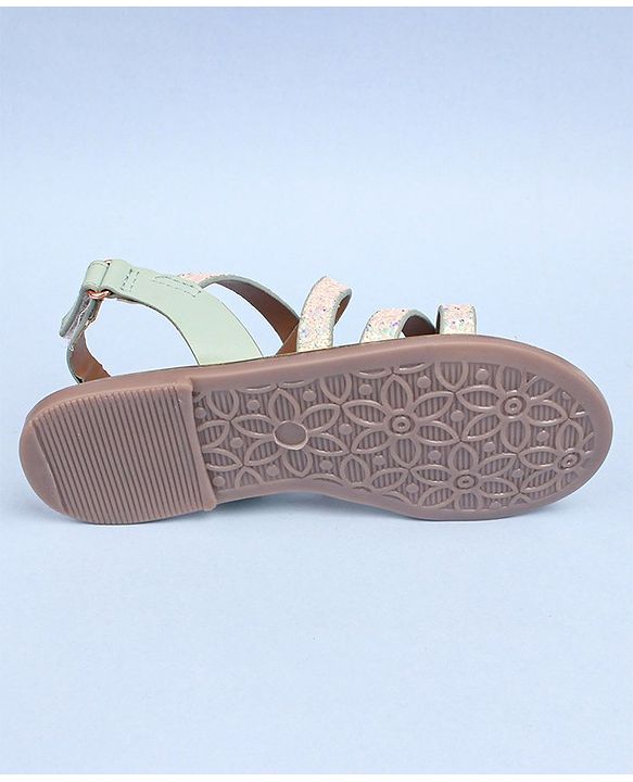 Pine Kids Party Wear Shimmered Sandals - Teal Green