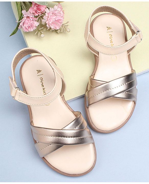 Pine Kids Party Wear Sandals - Gold