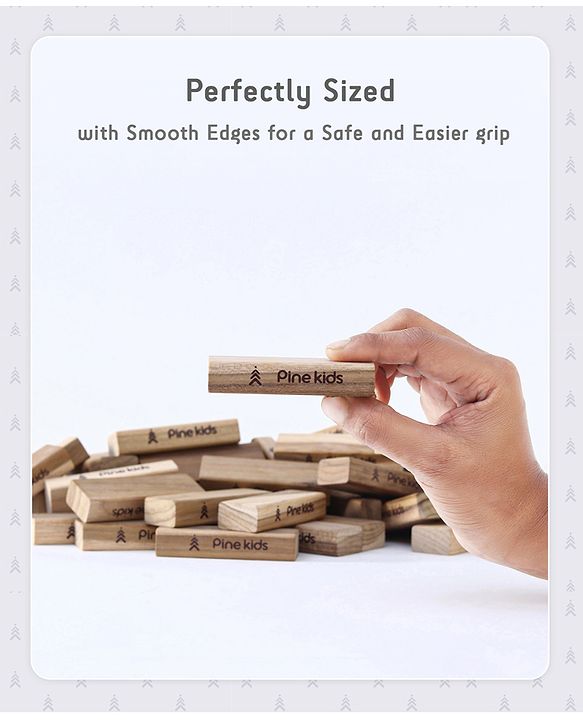 Pine Kids Premium 54 Blocks Wooden Stacking & Tumbling Tower Game for Kids |Tumbling Tower Game for Kids| Challenging Balancing Puzzle Game | BIS Certified | Birthday Gift | 5 Years+