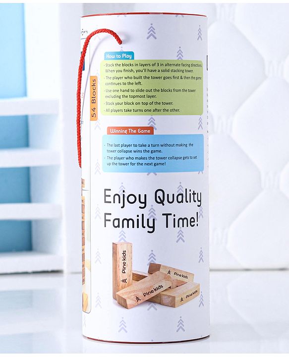 Pine Kids Premium 54 Blocks Wooden Stacking & Tumbling Tower Game for Kids |Tumbling Tower Game for Kids| Challenging Balancing Puzzle Game | BIS Certified | Birthday Gift | 5 Years+