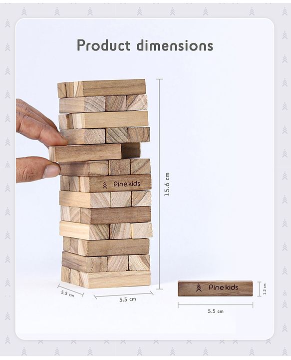 Pine Kids Premium 39 Blocks Wooden Stacking & Tumbling Tower Game for Kids |Tumbling Tower Game for Kids| Challenging Balancing Puzzle Game | BIS Certified | Birthday Gift | 3 Years+